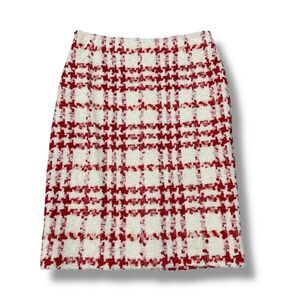 Escada Red & White Tweed Pencil Skirt – Size 38 (US 4-6)